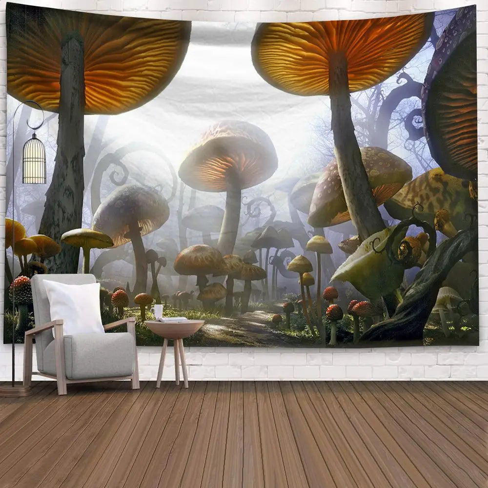 UV Reactive Mushroom Forest Tapestries
