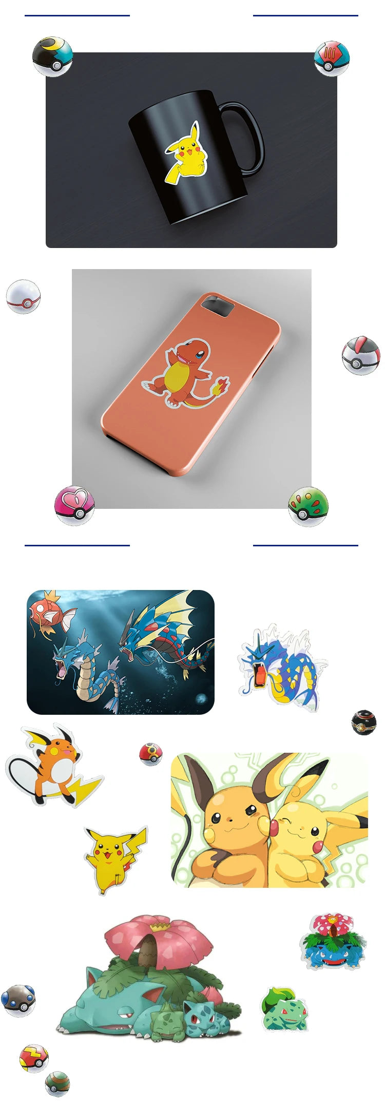 50/100Pcs Pokemon Stickers