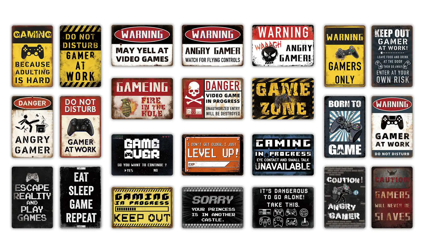 Funny Gamer Metal Signs