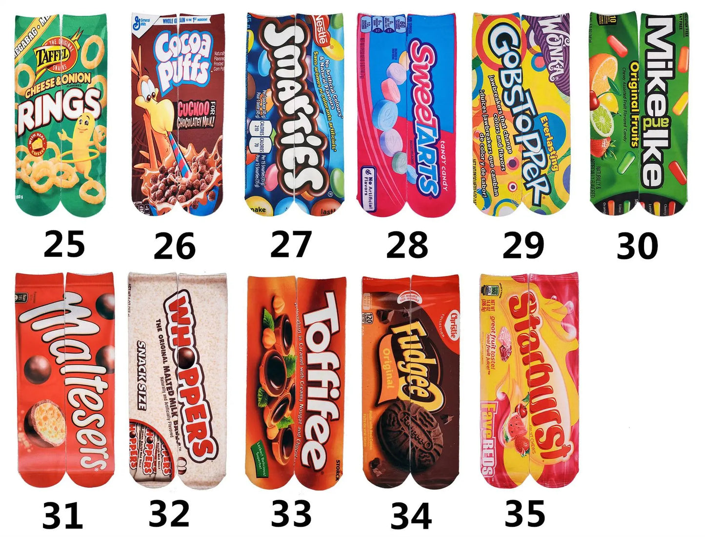 11 Styles Snack Socks