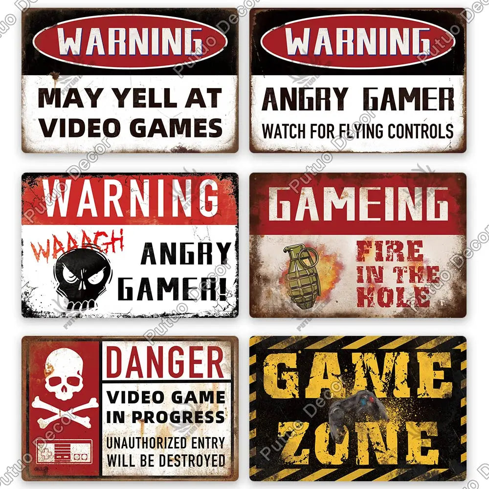 Funny Gamer Metal Signs
