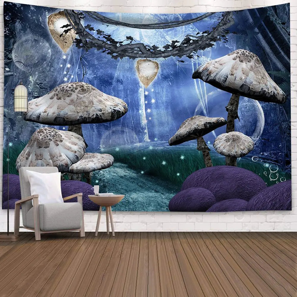 UV Reactive Mushroom Forest Tapestries