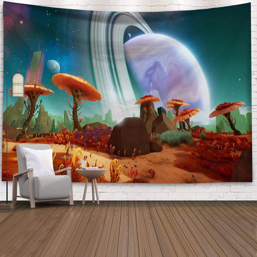 UV Reactive Mushroom Forest Tapestries
