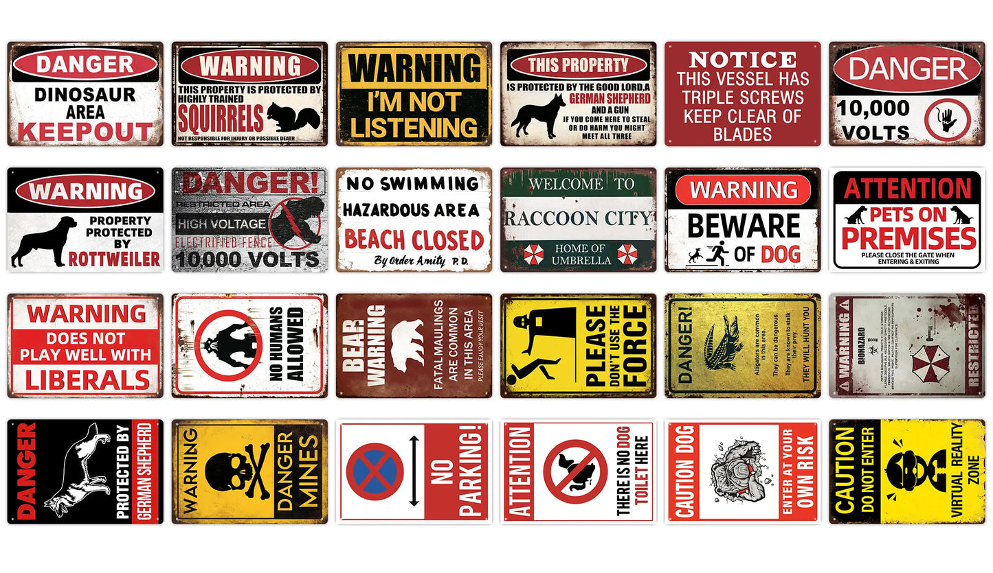 Warning/Danger Vintage Metal Signs