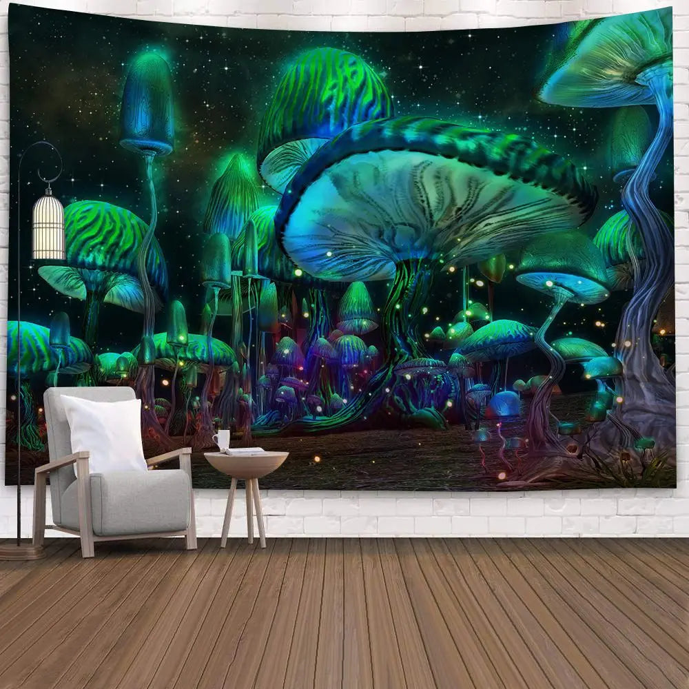 UV Reactive Mushroom Forest Tapestries