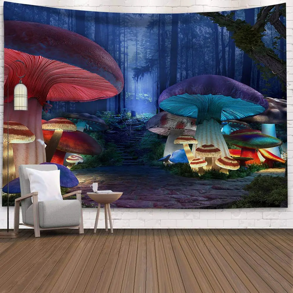 UV Reactive Mushroom Forest Tapestries