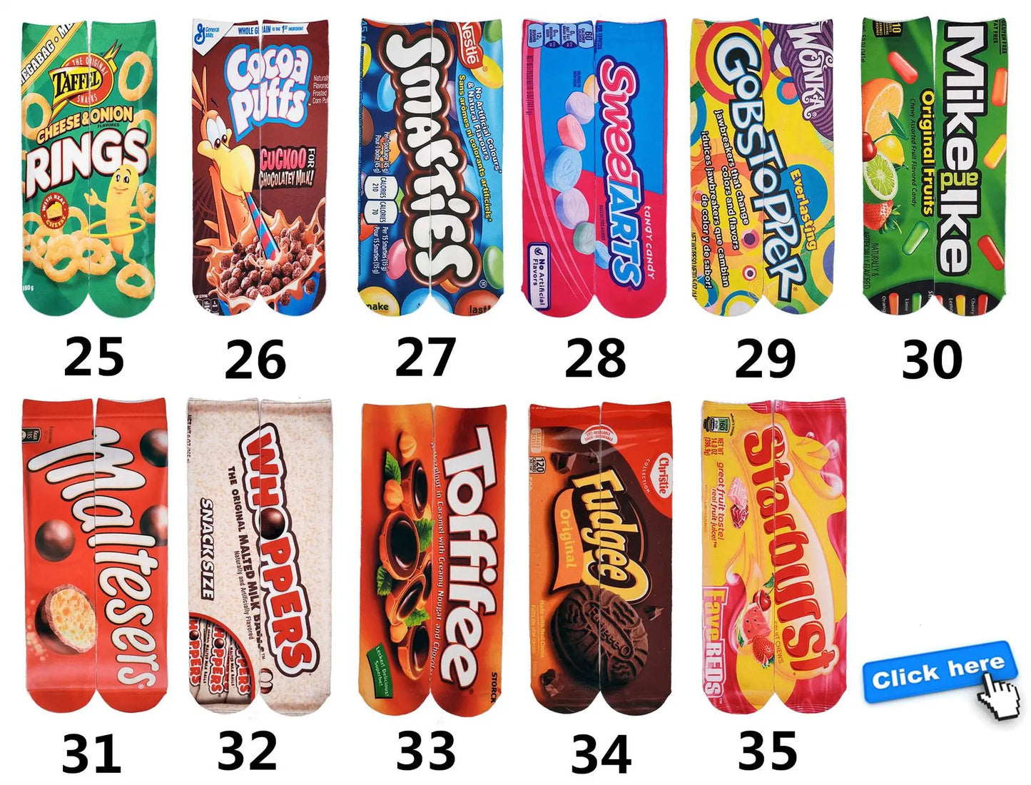 11 Styles Snack Socks