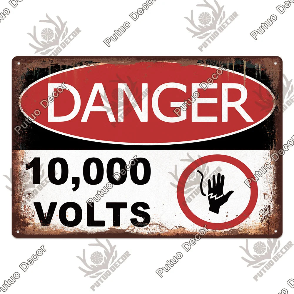 Warning/Danger Vintage Metal Signs