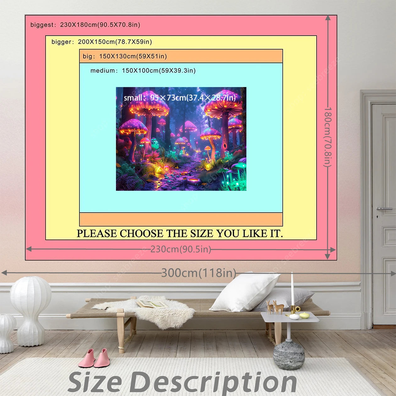 Fantasy Mushroom UV Reactive Tapestries