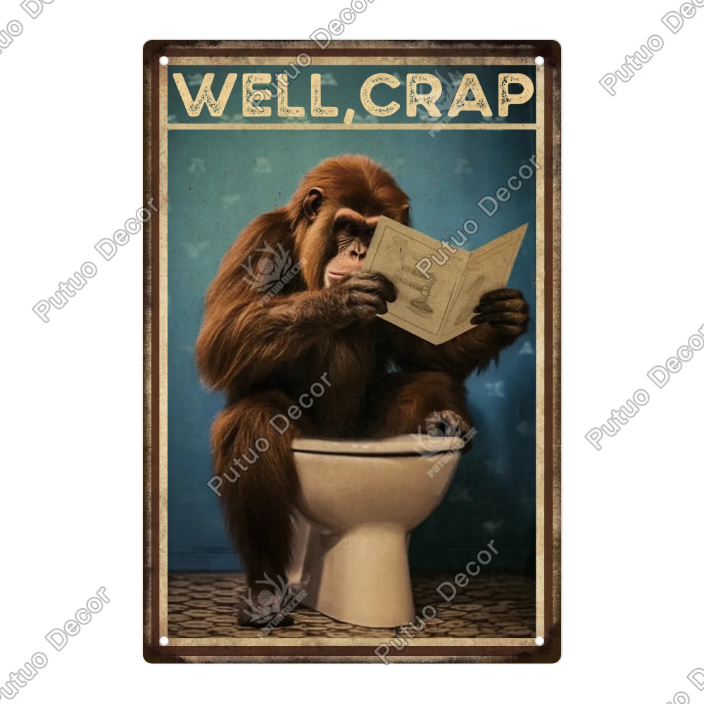 Funny Bathroom Decor Metal Signs