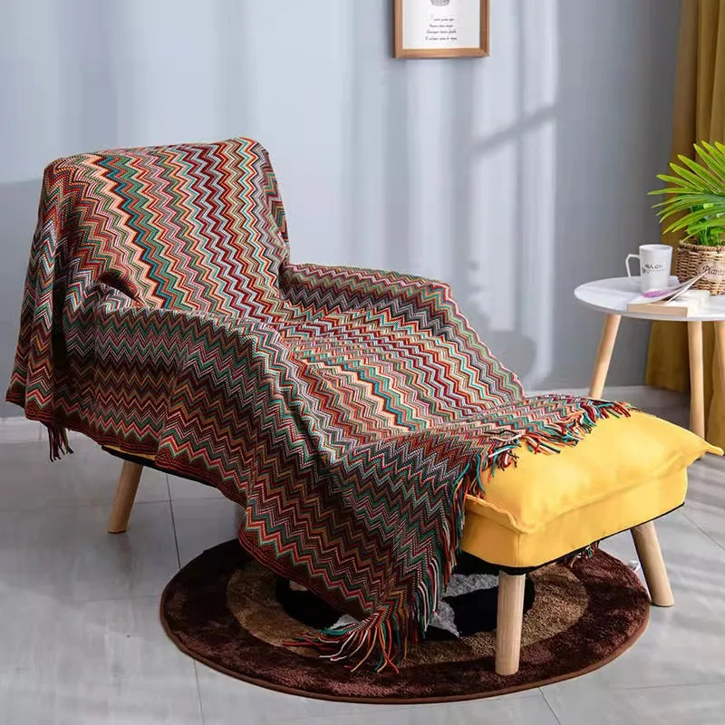 Heavy Knitted Blankets with Tassels