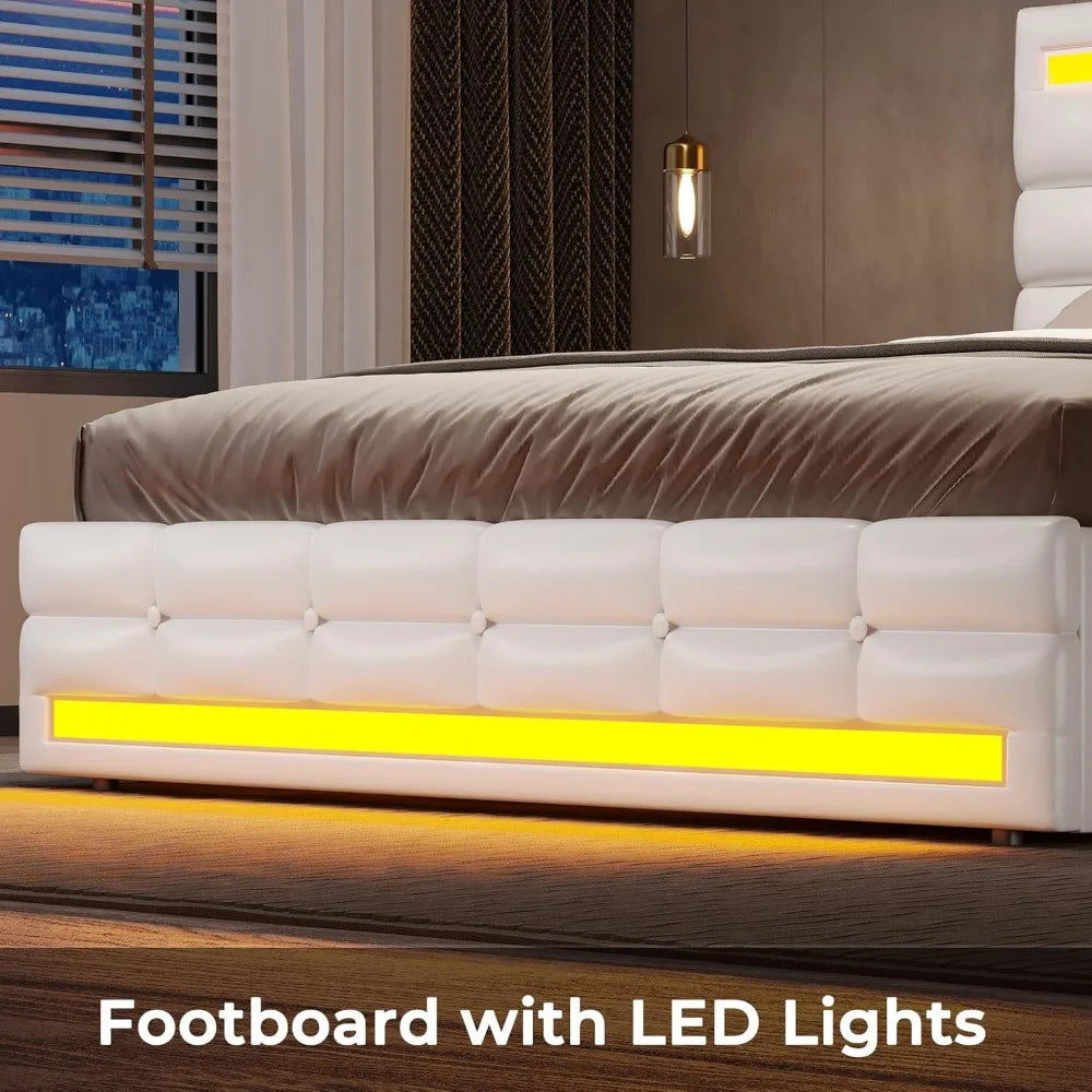 Cushy Bedframe with LED lights and charging station