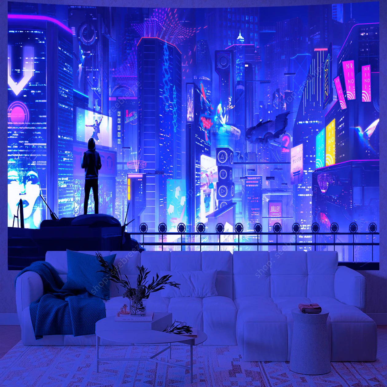 City Skyscrapers UV Reactive Tapestries