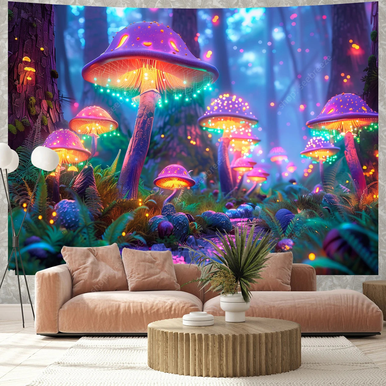 Fantasy Mushroom UV Reactive Tapestries