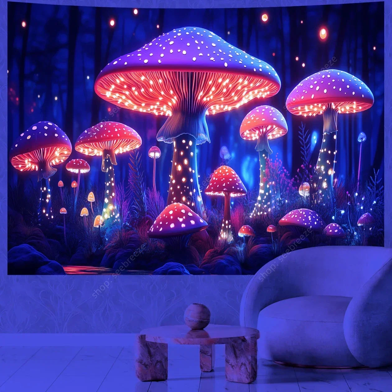 Mushroom Forest UV Reactive Tapestries
