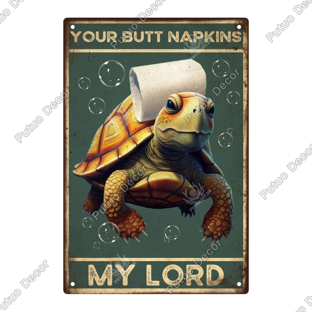 Funny Bathroom Decor Metal Signs