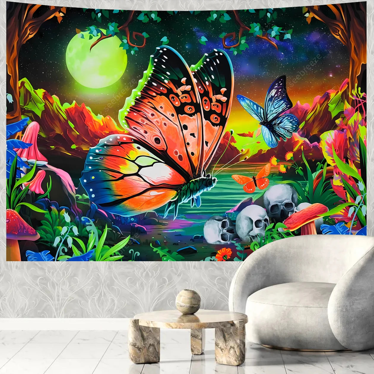 Butterfly UV Reactive Psychedelic Tapestries