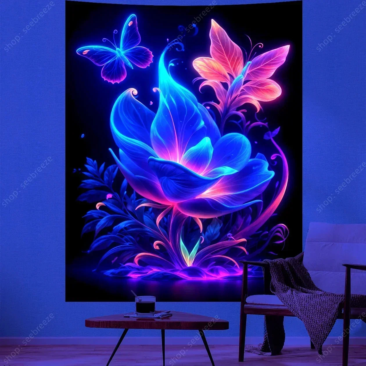 Butterfly UV Reactive Psychedelic Tapestries