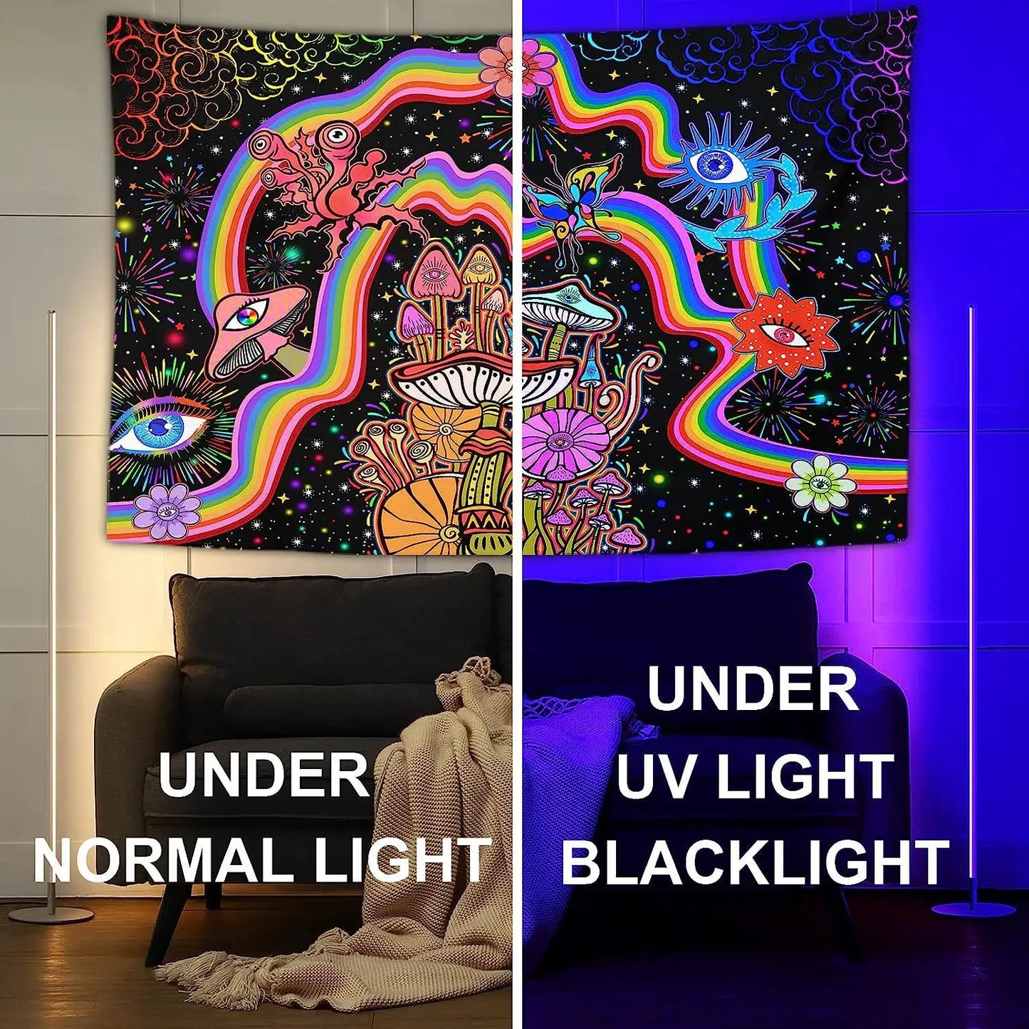 Psychedelic UV Reactive Tapestries
