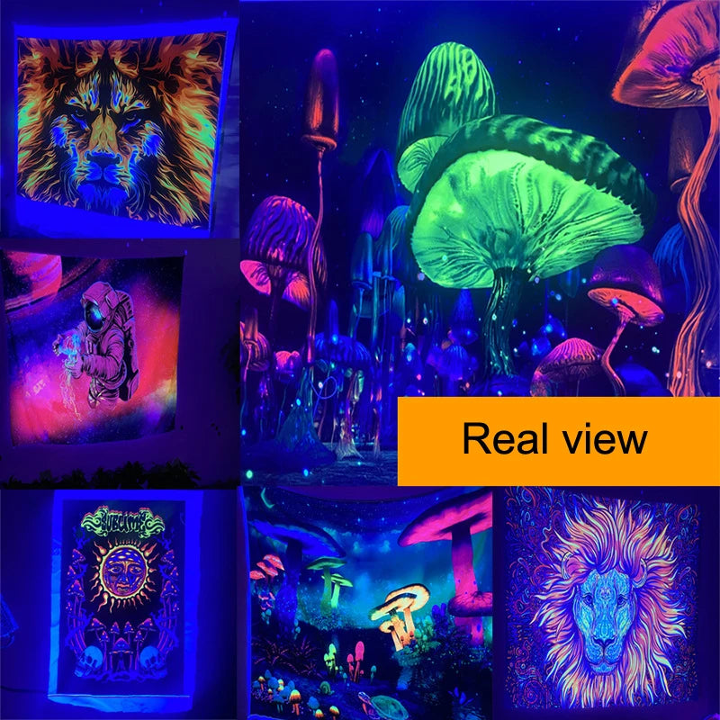 UV reactive psychedelic tapestries