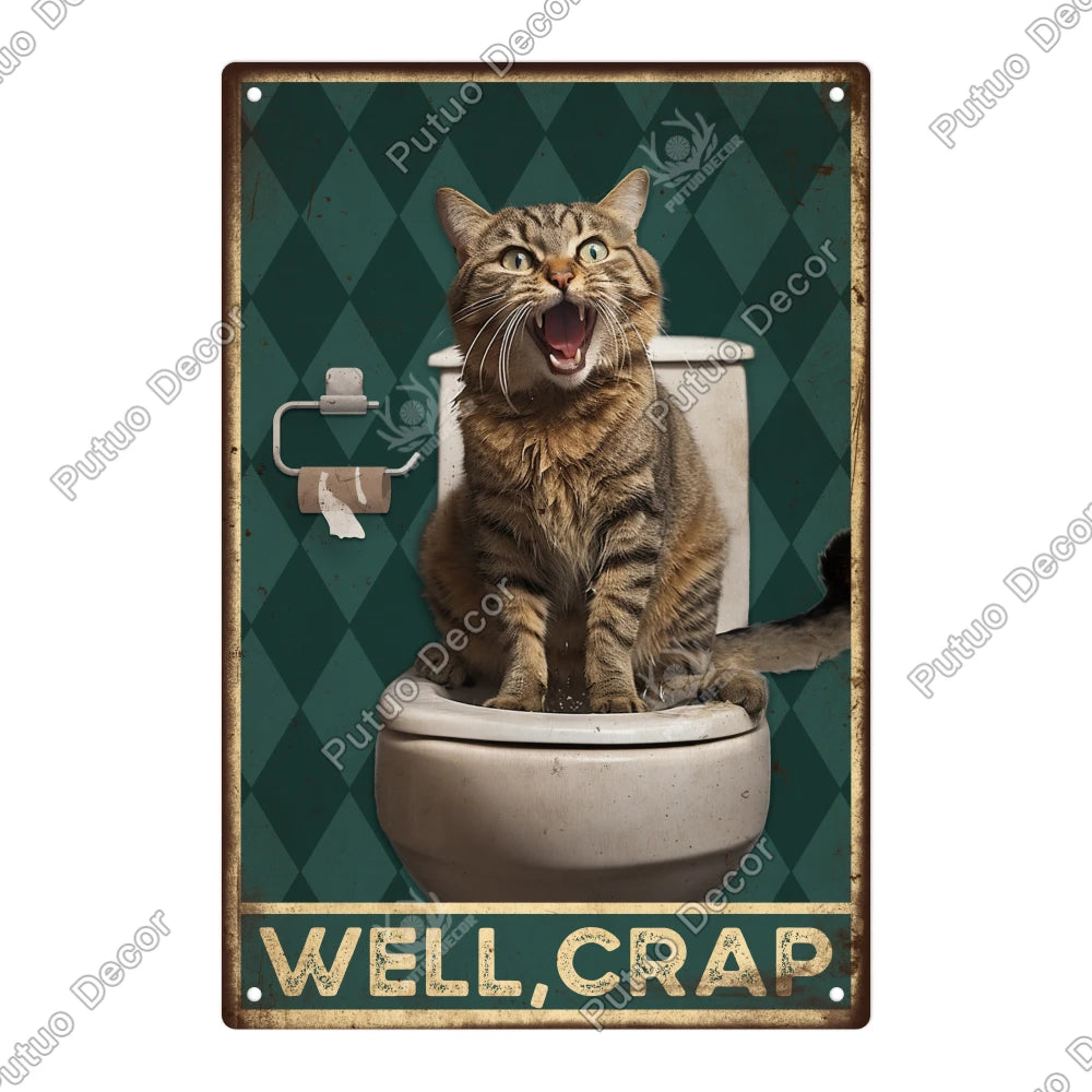 Funny Bathroom Decor Metal Signs