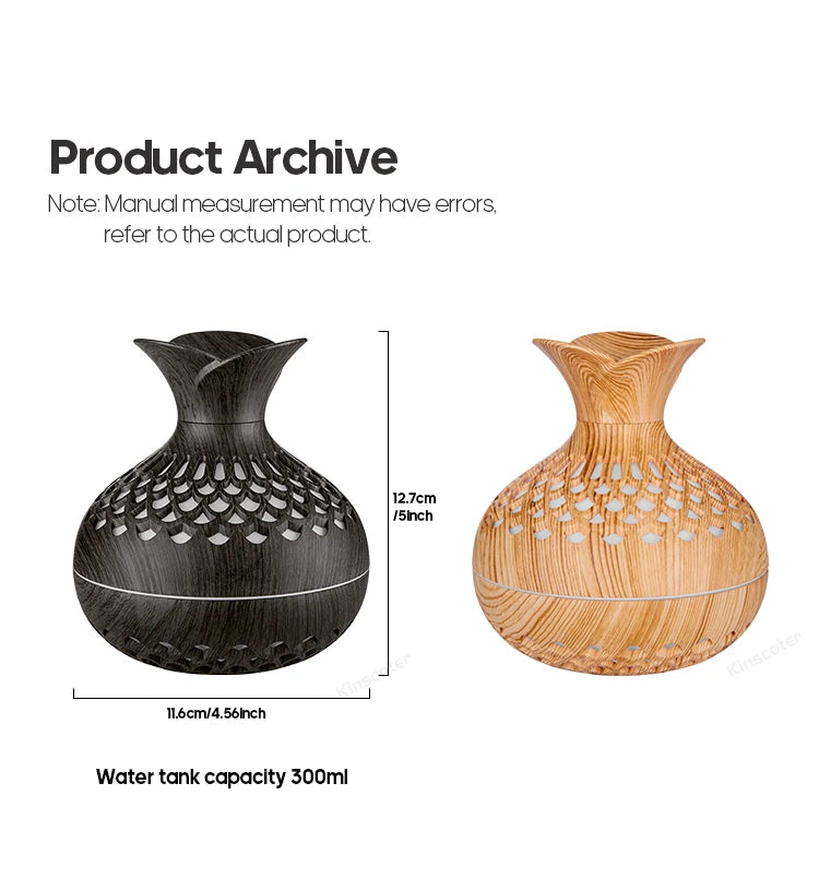 Wood Grain 300ml Essential Oil Diffuser
