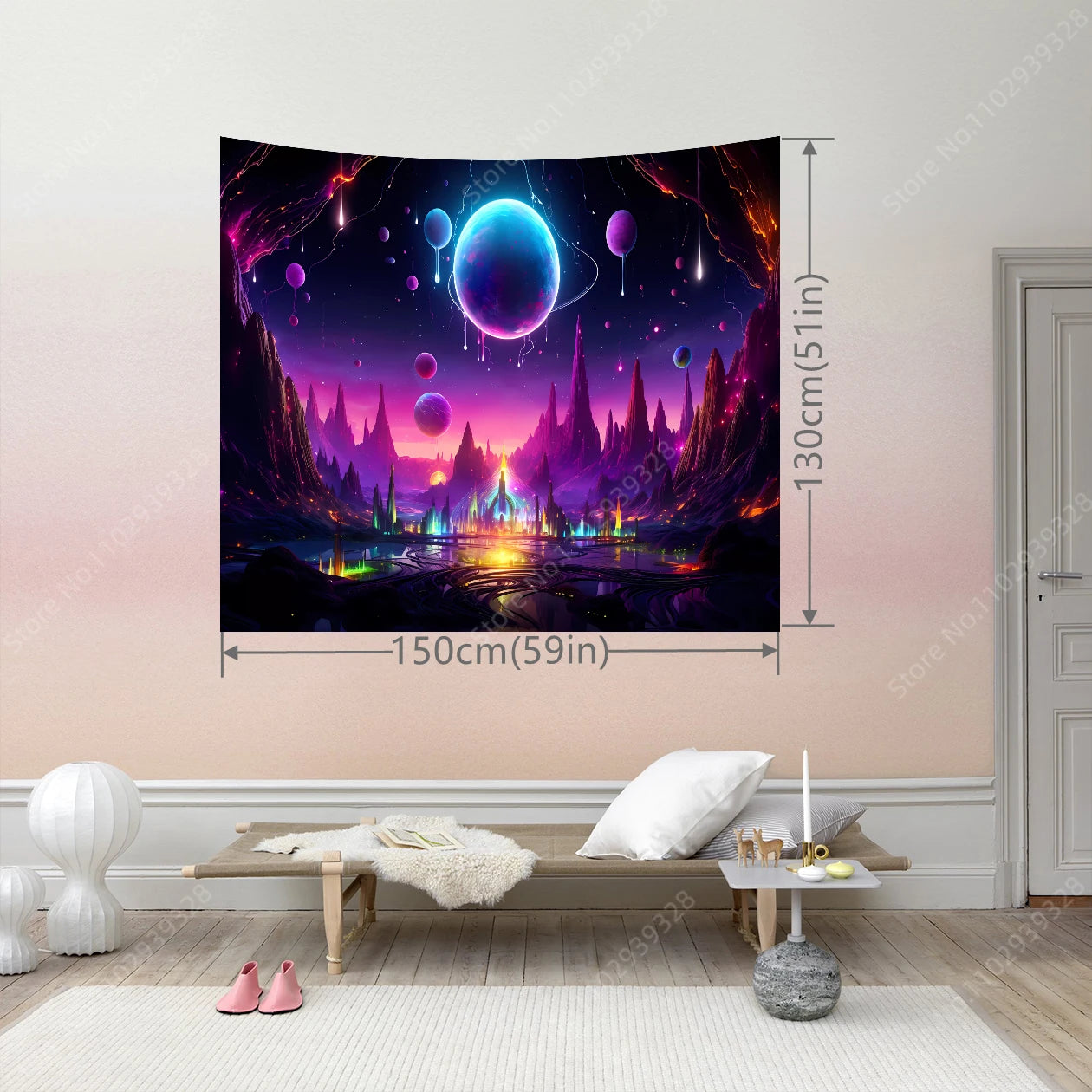 Galaxy Space Landscape UV Reactive Tapestries