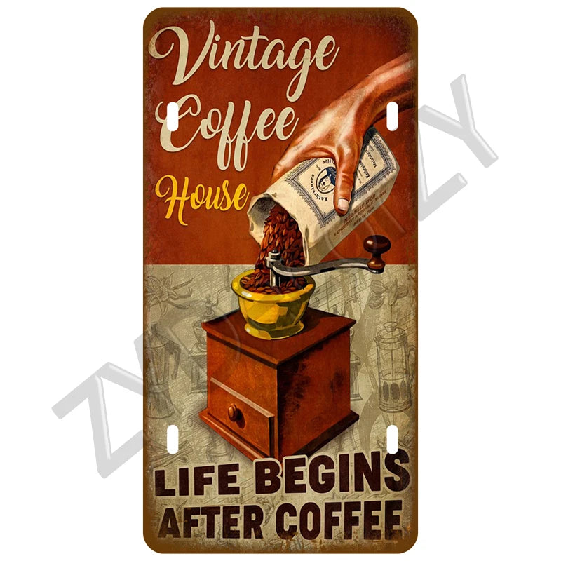 Funny Vintage Metal Signs Beer/Coffee