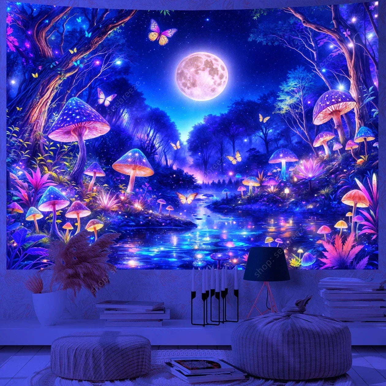 Butterfly UV Reactive Psychedelic Tapestries