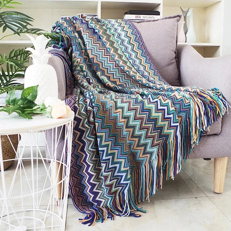 Heavy Knitted Blankets with Tassels
