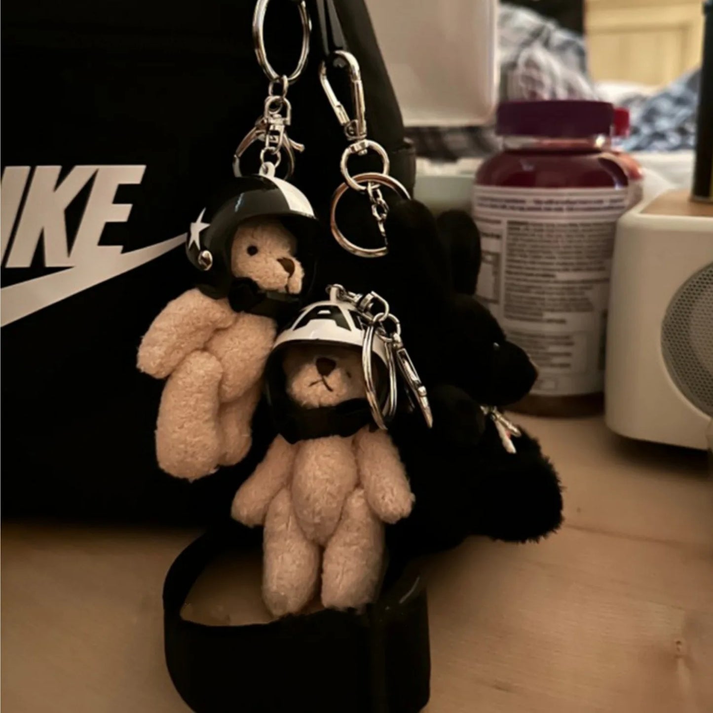 Biker Bear Charm Keychains