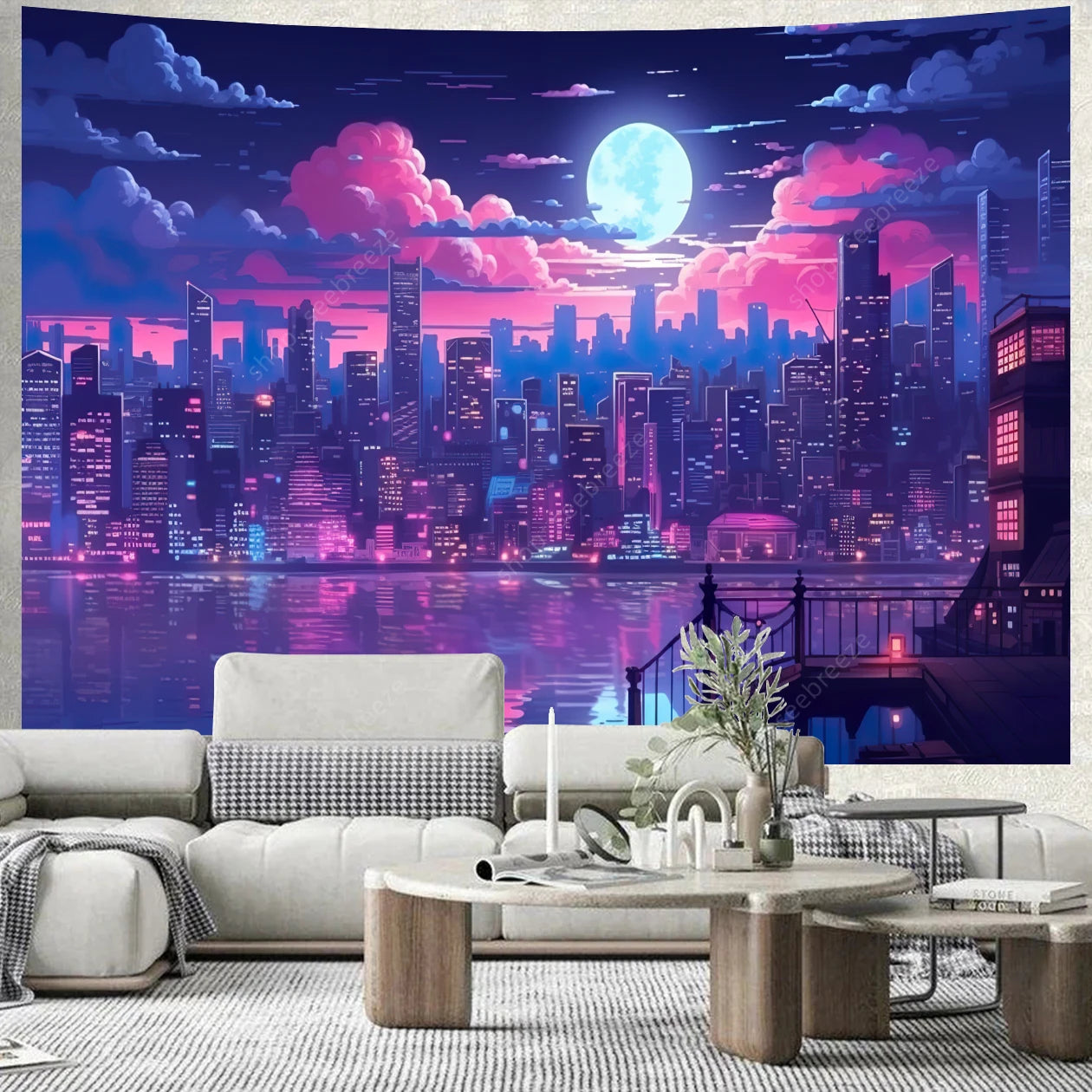 City Skyscrapers UV Reactive Tapestries