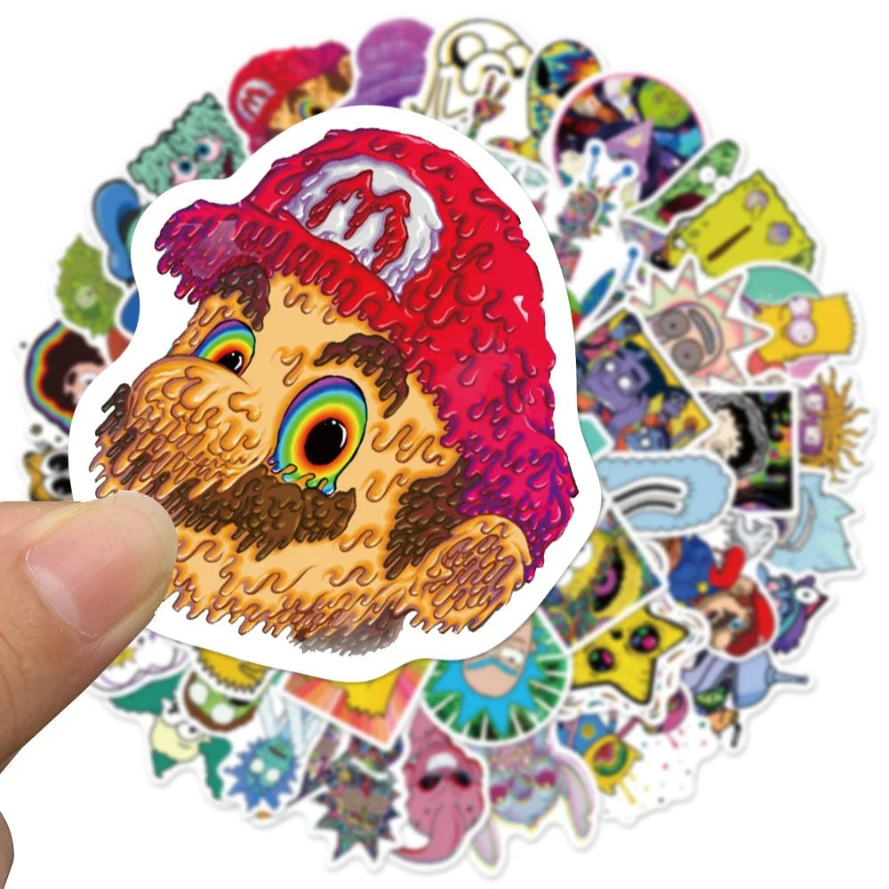 52PCS Psychedelic Cartoon Stickers