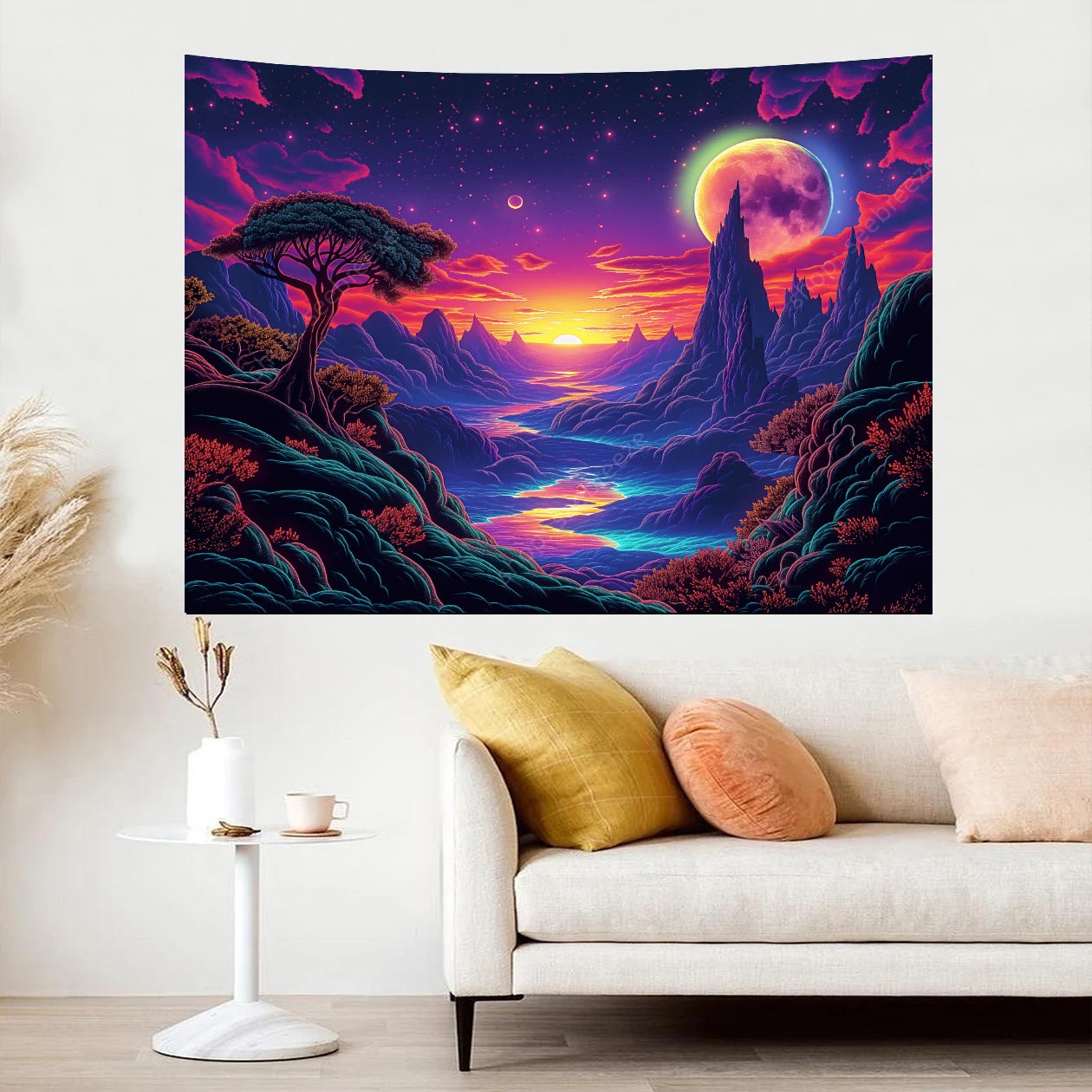Galaxy Space Landscape UV Reactive Tapestries