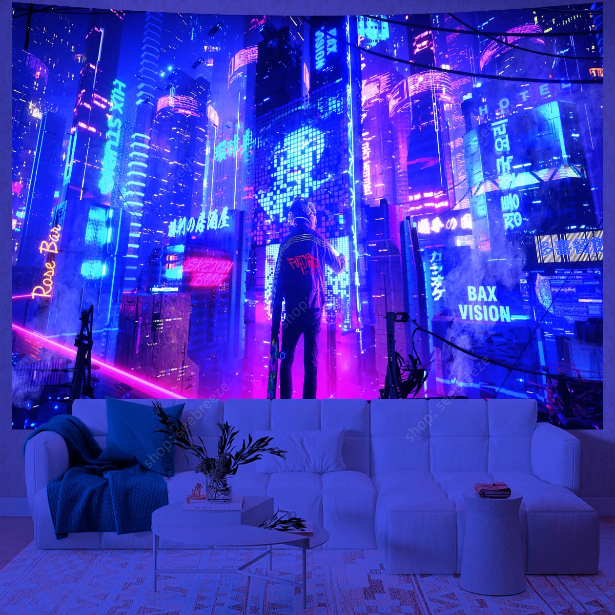City Skyscrapers UV Reactive Tapestries