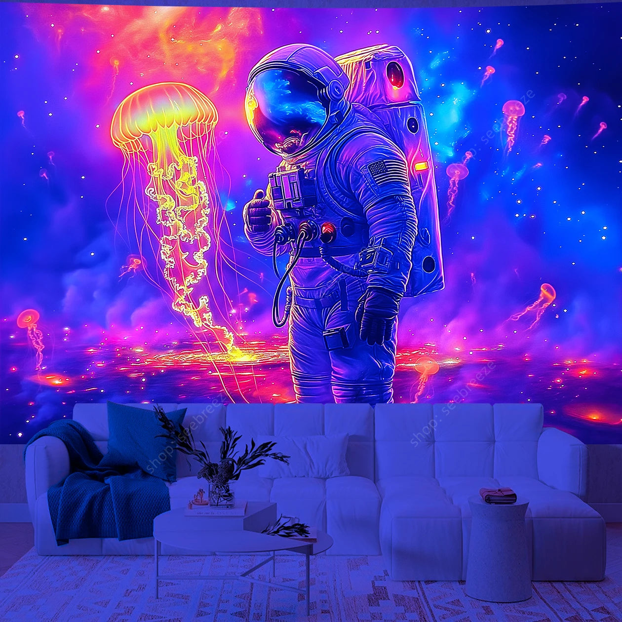 Astronaut UV Reactive Tapestries