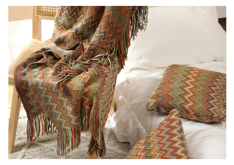 Heavy Knitted Blankets with Tassels