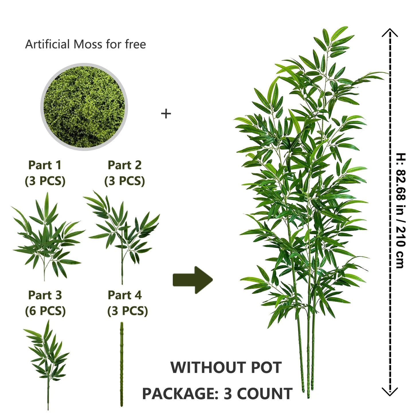Artificial Green Bamboo Branches