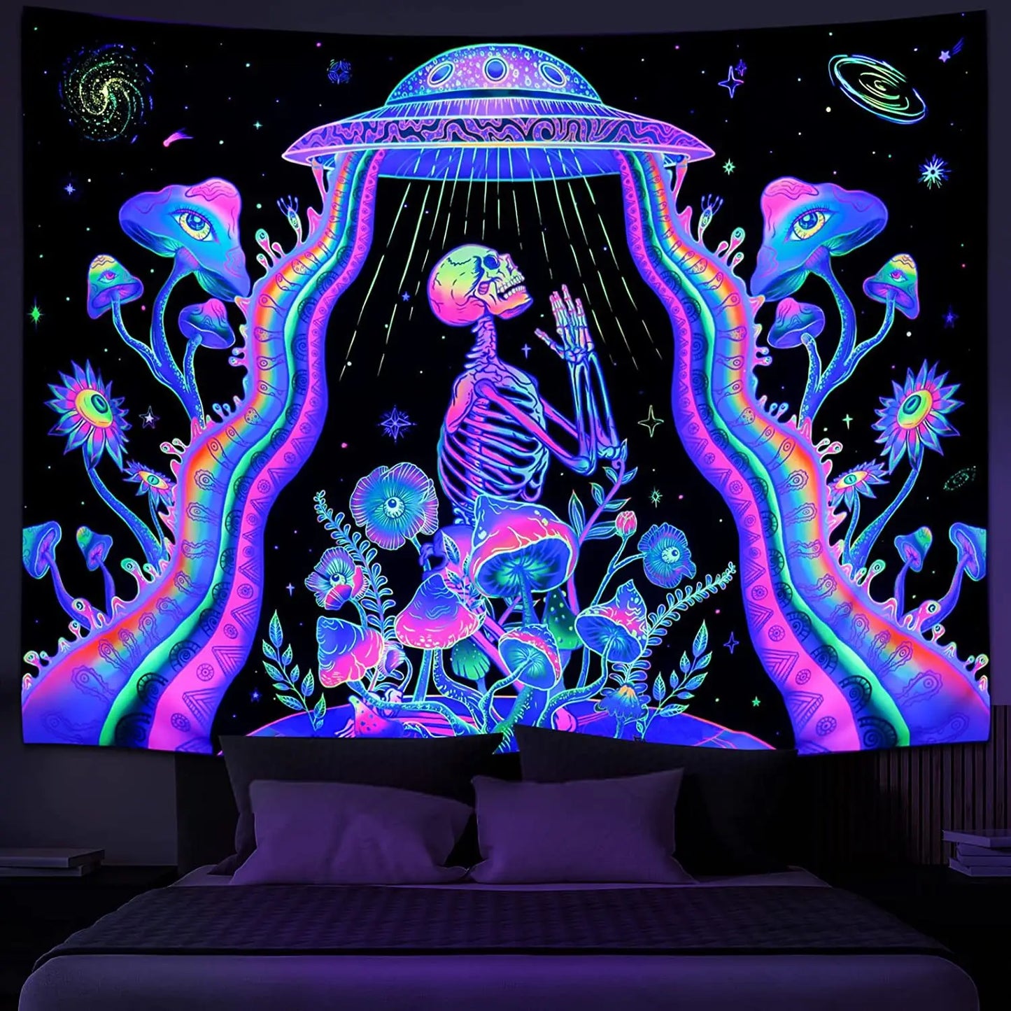 UV reactive psychedelic tapestries