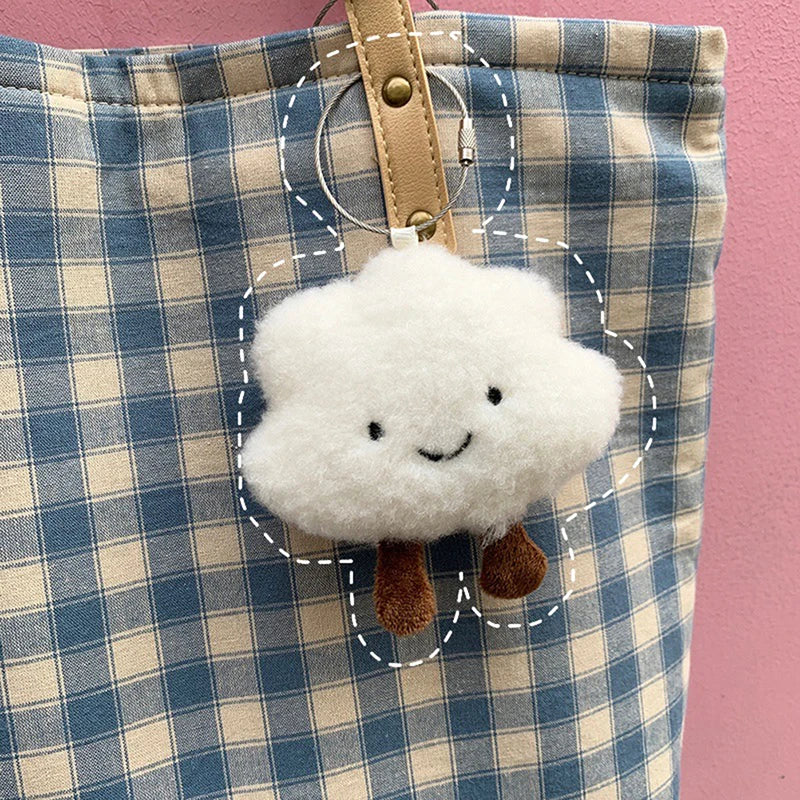 Cute Plush White Cloud Keychain