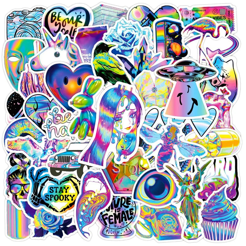 10/50Pcs Holographic Trippy Stickers