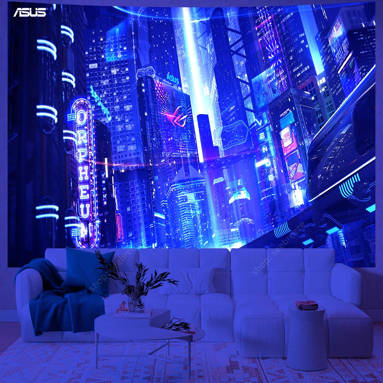 City Skyscrapers UV Reactive Tapestries