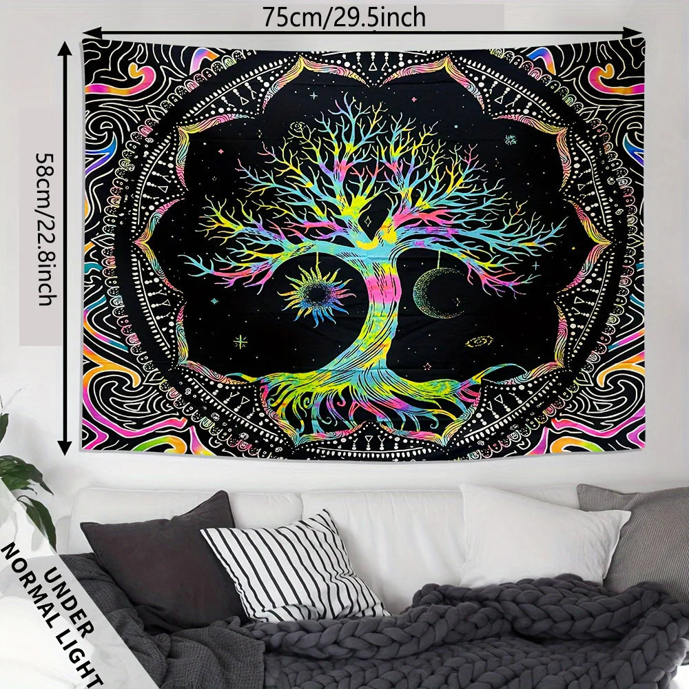 UV reactive Tree of Life Tapestries