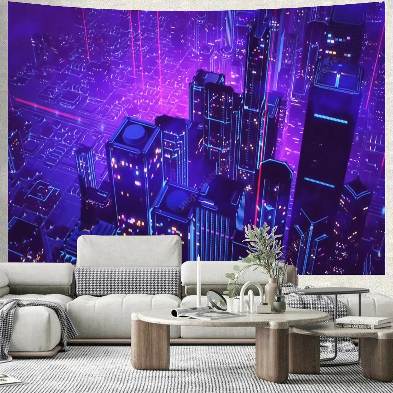 City Skyscrapers UV Reactive Tapestries