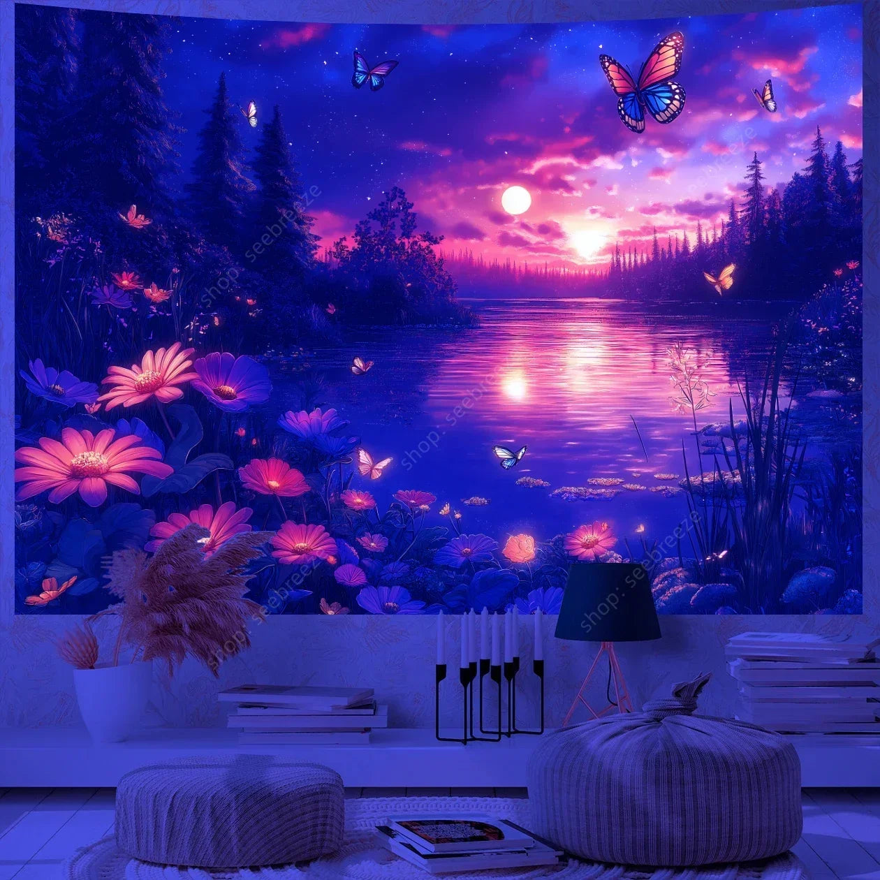 Butterfly UV Reactive Psychedelic Tapestries