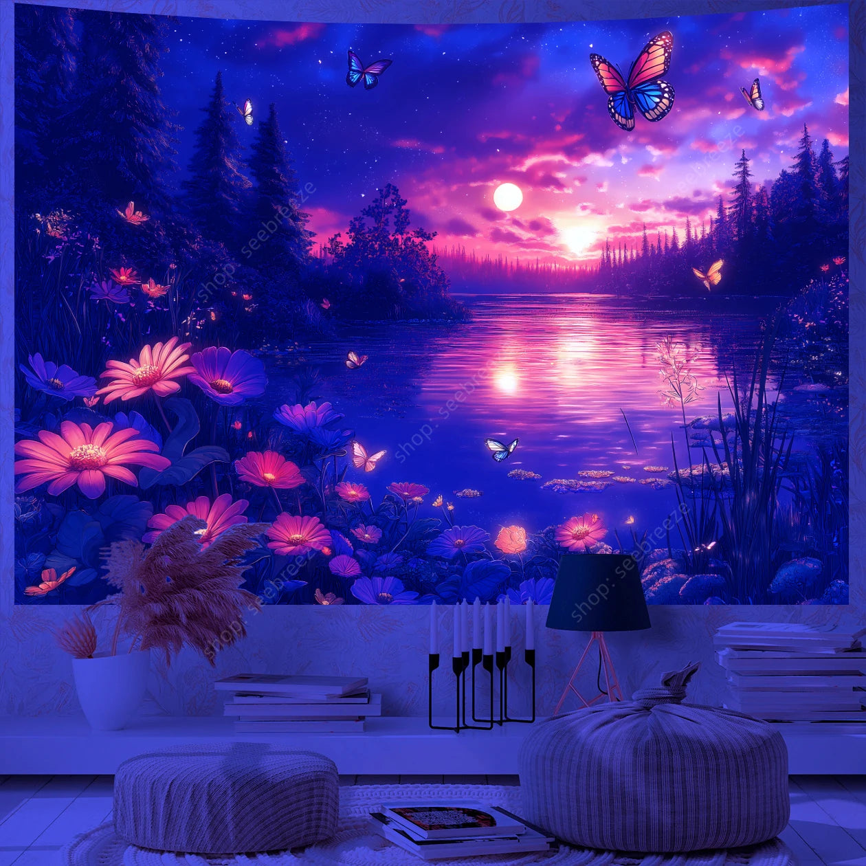 Butterfly UV Reactive Psychedelic Tapestries