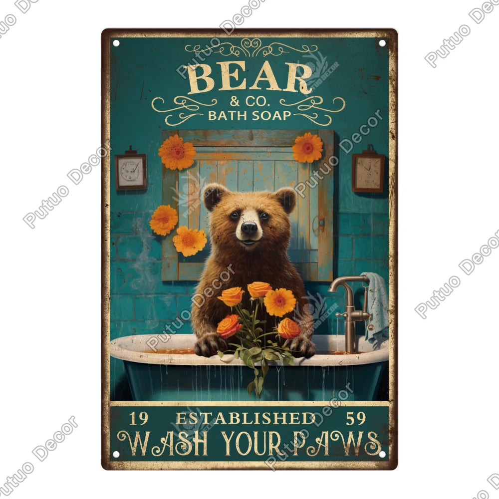 Funny Bathroom Decor Metal Signs