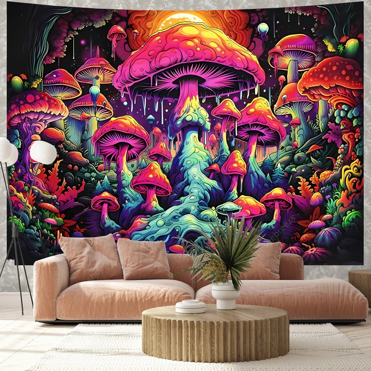 Fantasy Mushroom UV Reactive Tapestries