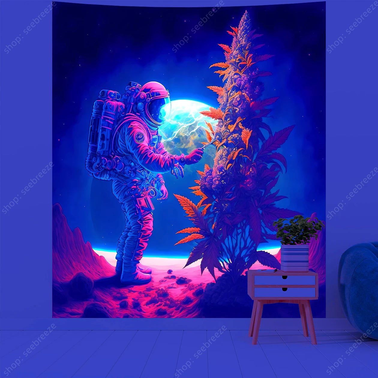 Astronaut UV Reactive Tapestries