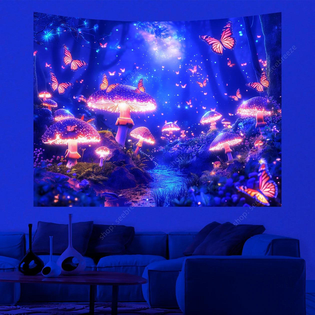 UV reactive Night Forest Tapestries